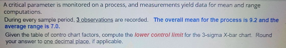 A critical parameter is monitored on a process,