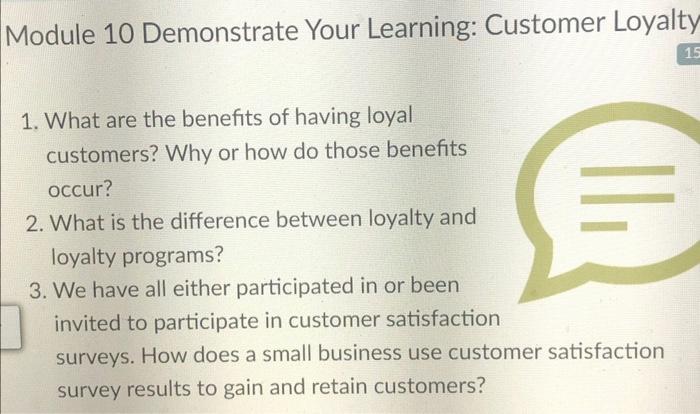 Module 10 Demonstrate Your Learning: Customer