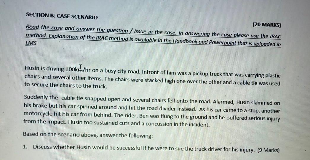 SECTION B: CASE SCENARIO (20 MARKS) Read the case