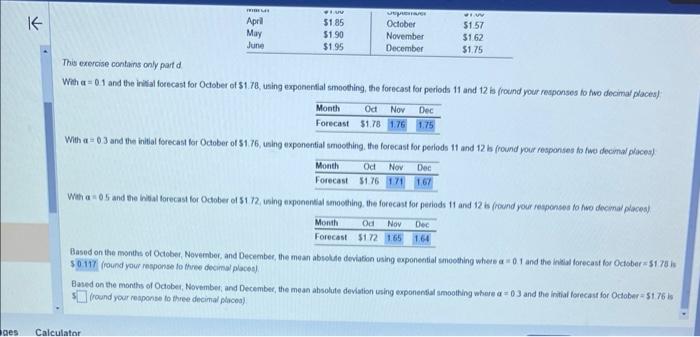 e contains only part d and the initial forecast