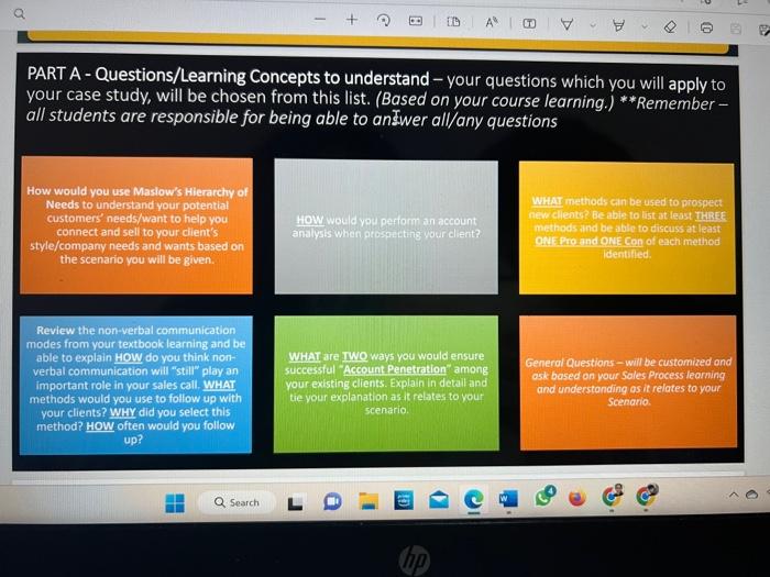 PART A - Questions/Learning Concepts to