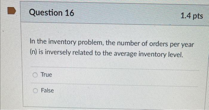 In the inventory problem, the number of orders