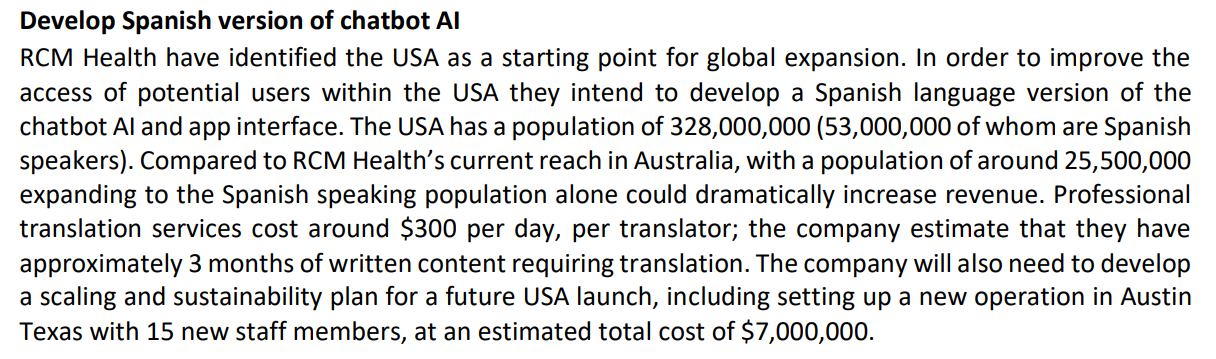 Develop Spanish version of chatbot Al RCM Health