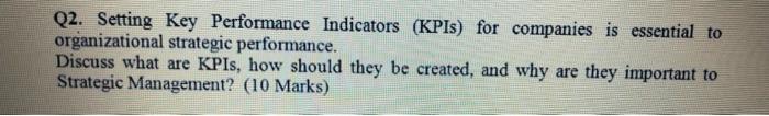 Q2. Setting Key Performance Indicators (KPIs) for