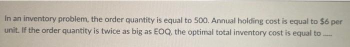 optimal total inventory cost = ? In an inventory