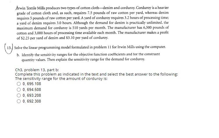 Question 13.B Choose from the multiple choice.