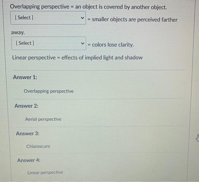 please solve Overlapping perspective = an object
