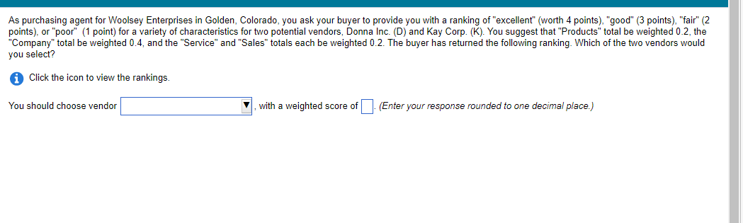 As purchasing agent for Woolsey Enterprises in