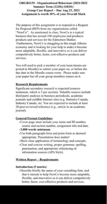 ORGB1135 - Organizational Behaviour (2021/2022