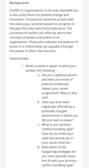 word count -500 Background Conflict in