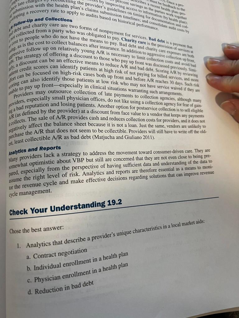 pollow-Up and Collections jebt and charity care