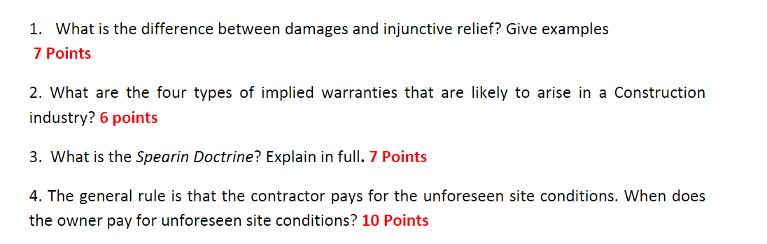 1. What is the difference between damages and
