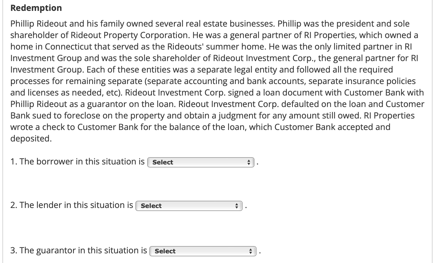 Phillip Rideout and his family owned several real