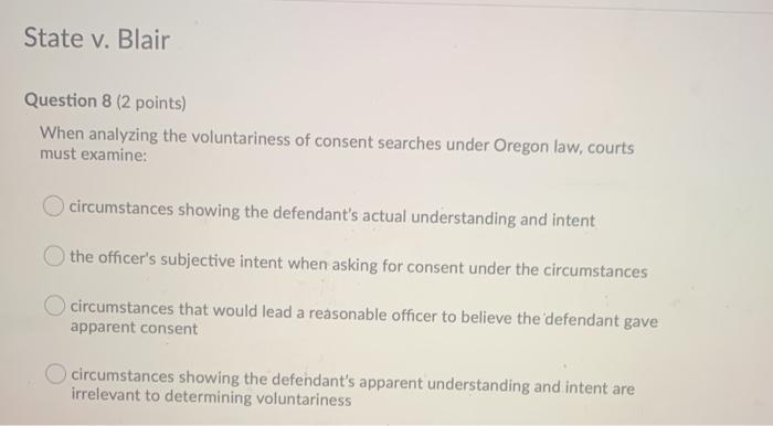 CJA210 CJA210 State v. Blair Question 8 (2