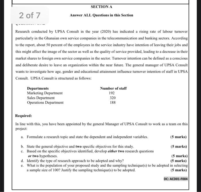 SECTION A Answer ALL Questions in this Section 2