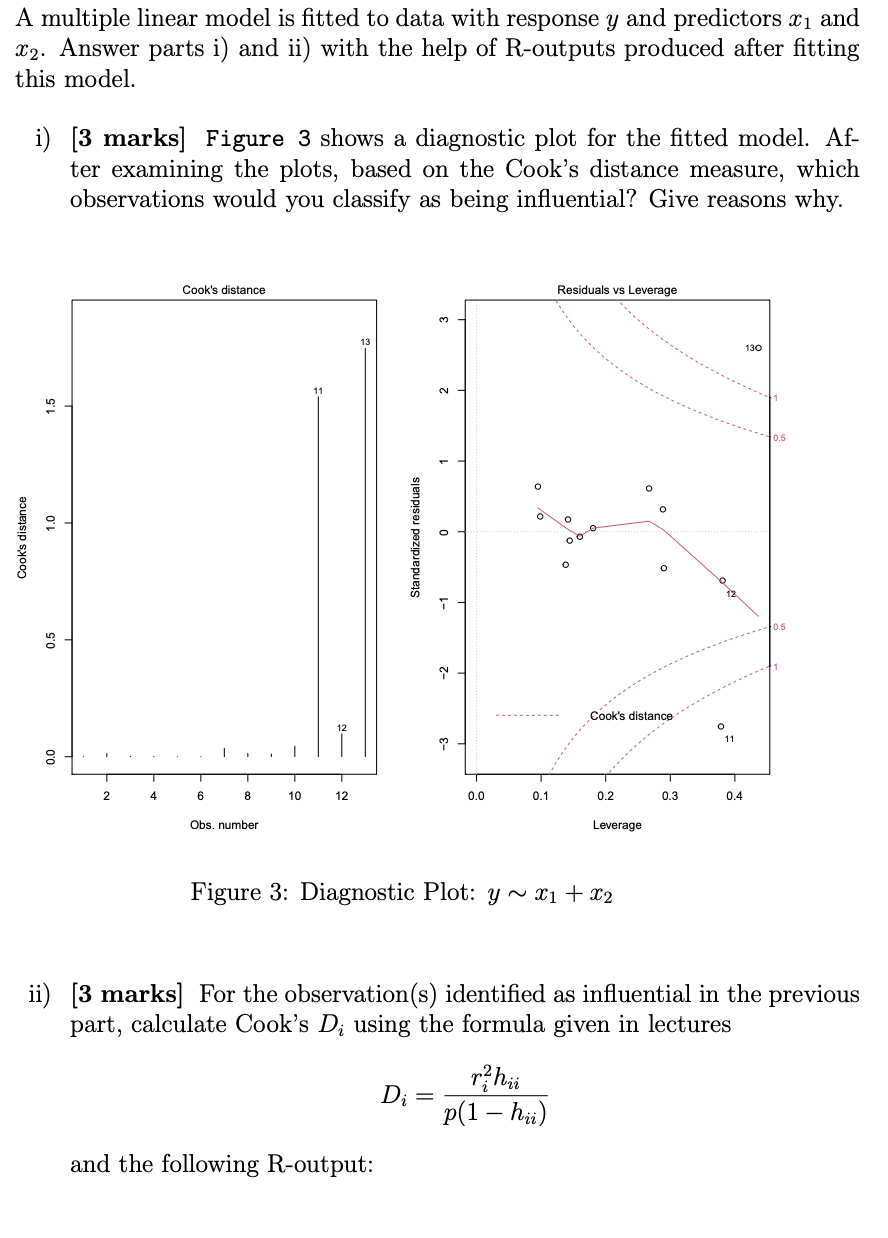 A multiple linear model is fitted to data with