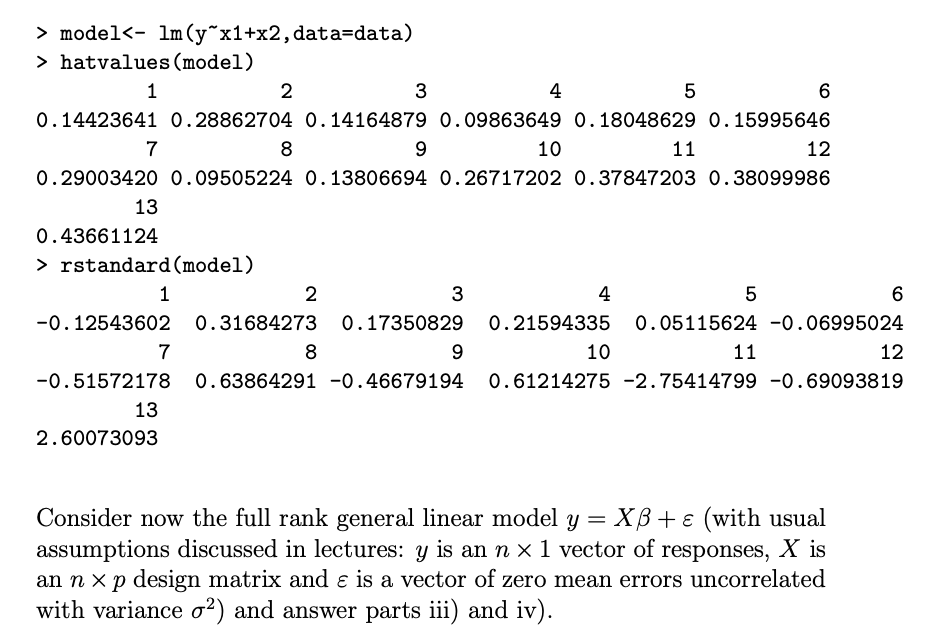 A multiple linear model is fitted to data with