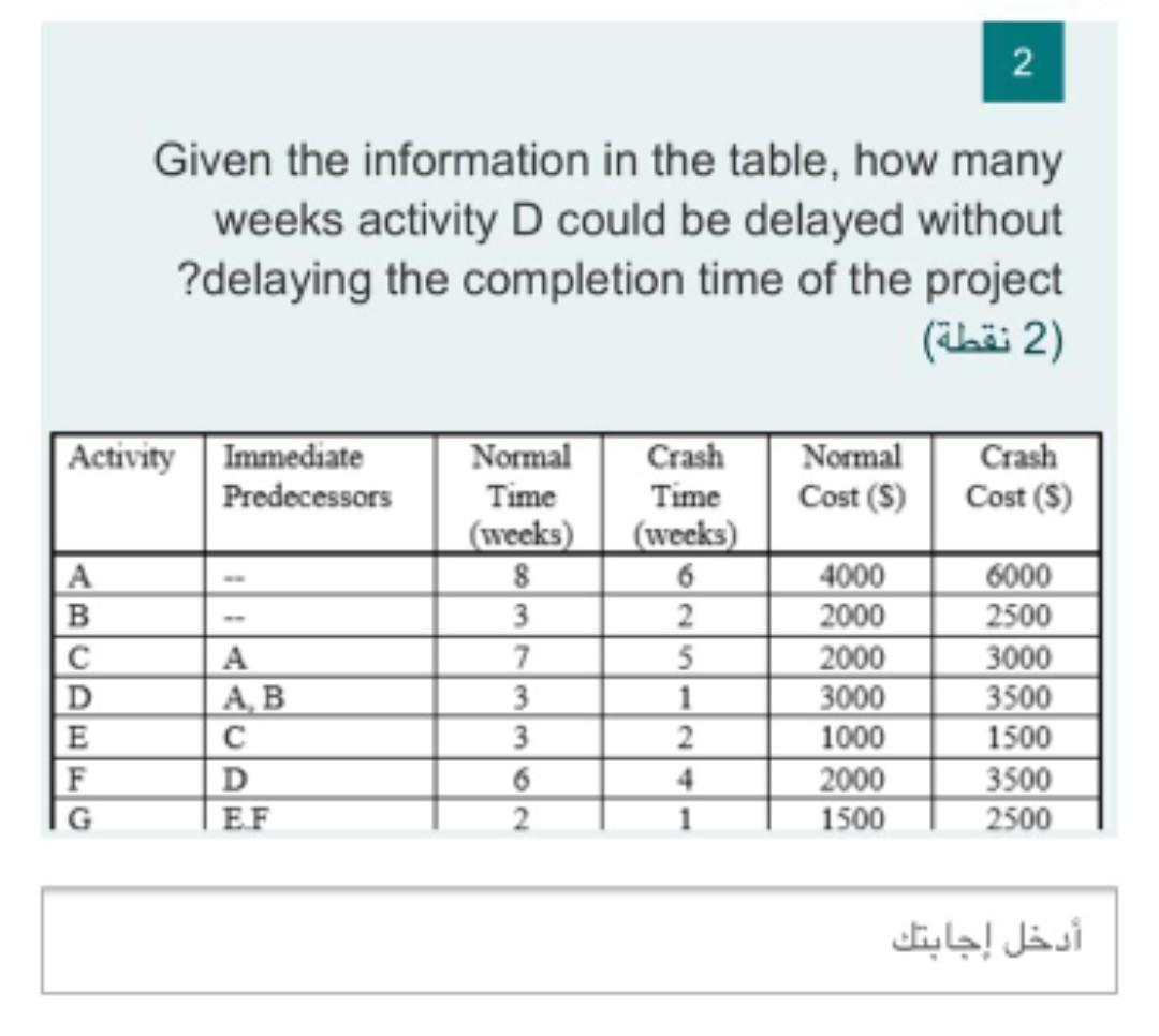 N Given the information in the table, how many