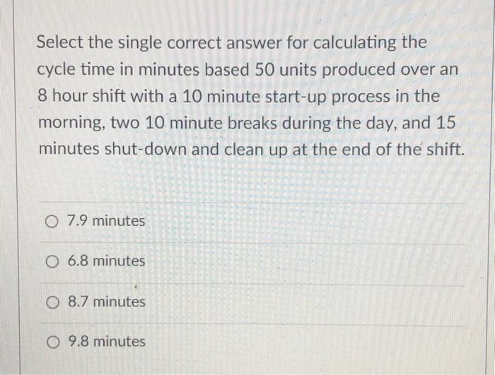 Select the single correct answer for calculating
