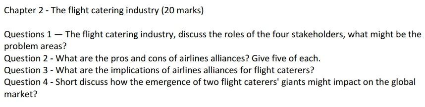 sub :- airline catering Management. these are the