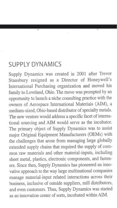 summerize of case study about supply dynamics