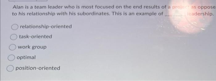 Alan is a team leader who is most focused on the