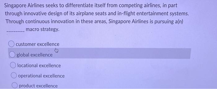 Singapore Airlines seeks to differentiate itself