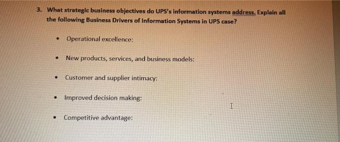 3. What strategic business objectives do UPS's