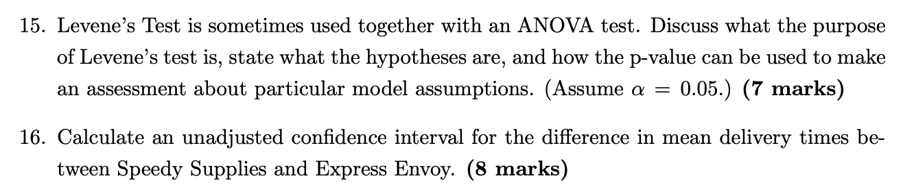 Business Statistics Questions: (Please do
