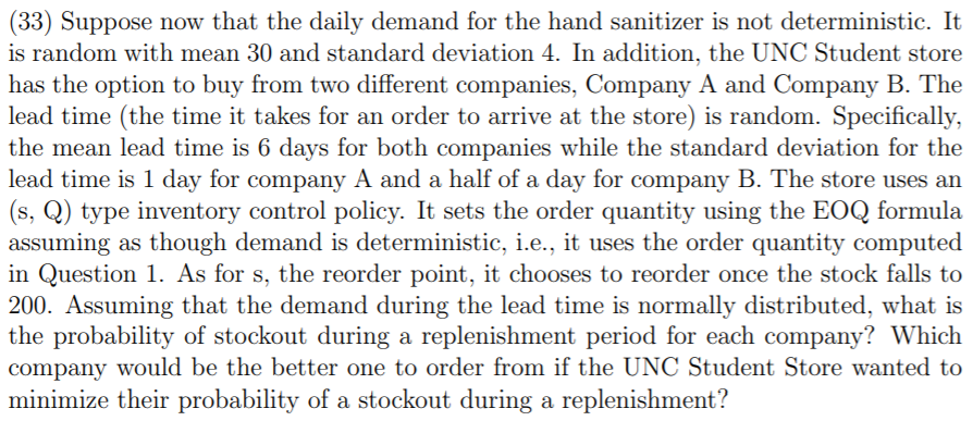 (33) Suppose now that the daily demand for the