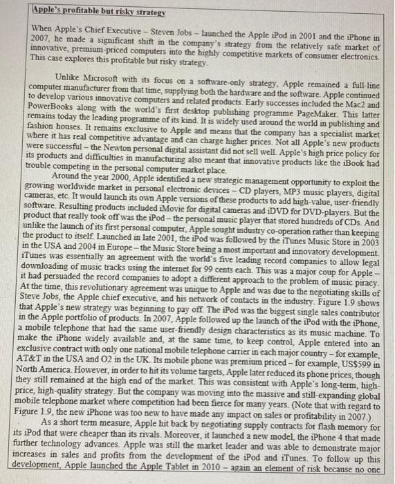 for 20marks please Apple's profitable but risky