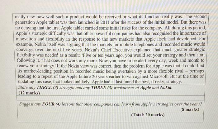 for 20marks please Apple's profitable but risky