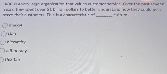 ABC is a very large organization that values