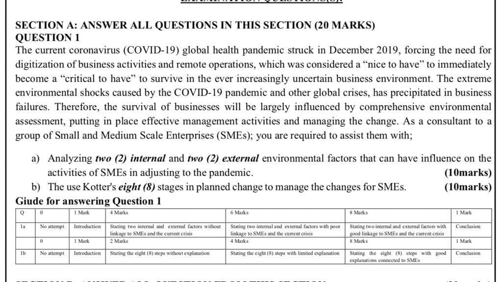 SECTION A: ANSWER ALL QUESTIONS IN THIS SECTION