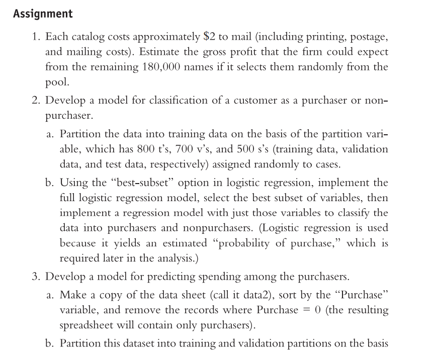 Assignment 1. Each catalog costs approximately $2