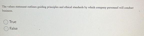 The values statement outlines guiding principles