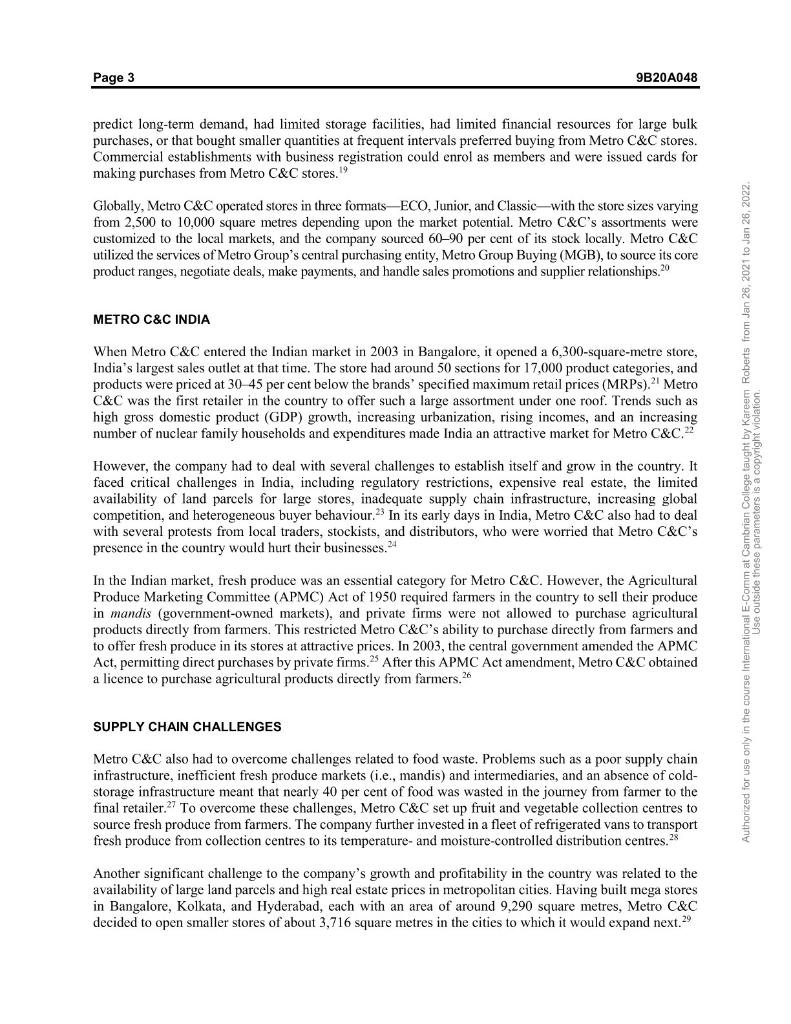 What key challenges is Metro C&C facing from