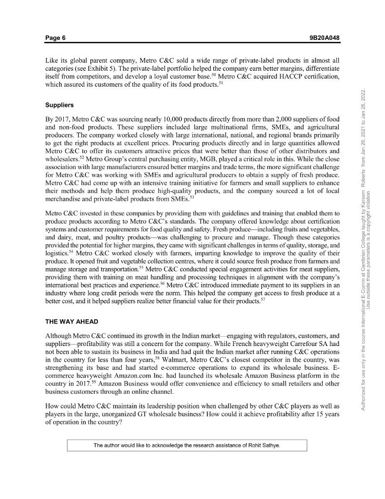 What key challenges is Metro C&C facing from