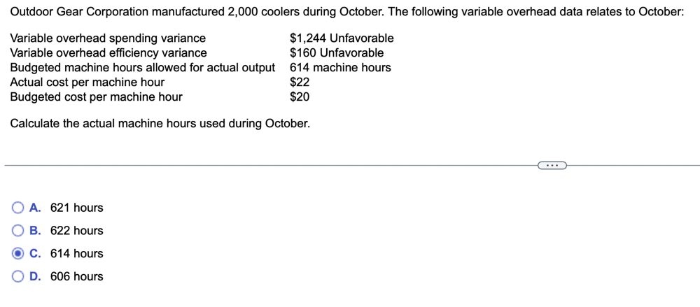 Calculate the actual machine hours used during