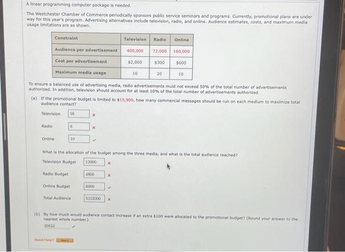 please correct A linear programming computer