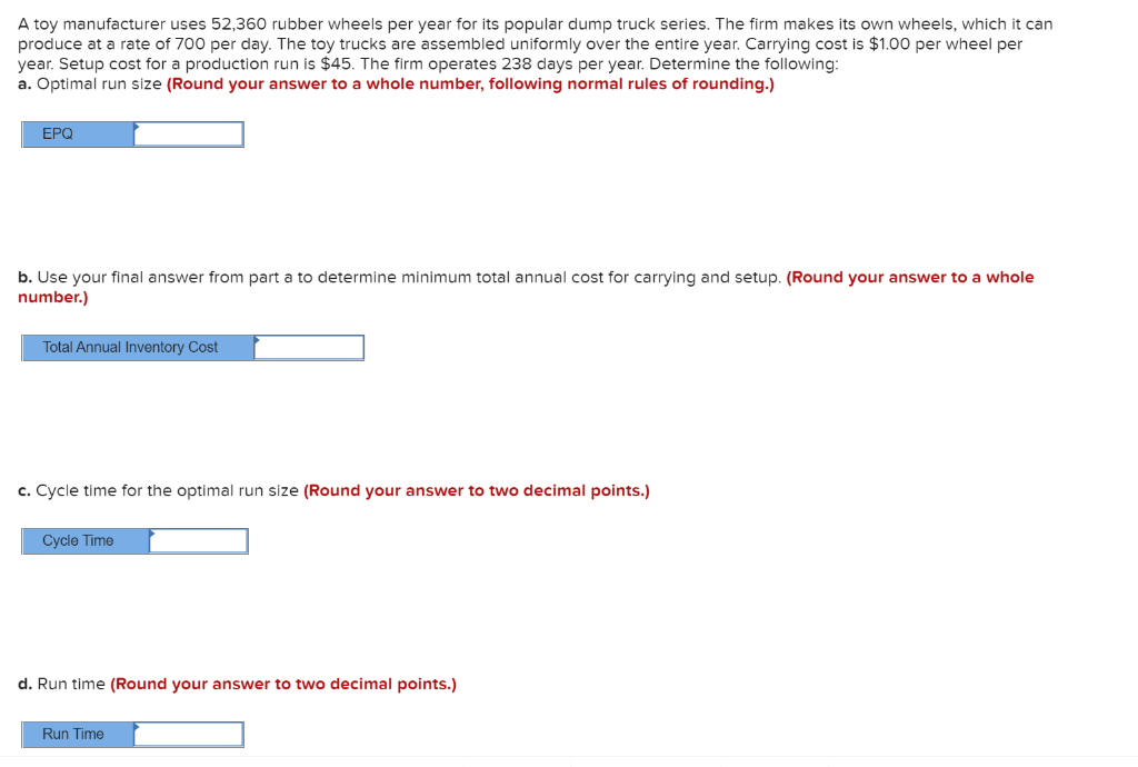 A toy manufacturer uses 52,360 rubber wheels per