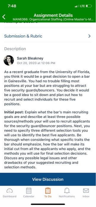 7:48 LTE < Assignment Details MAN6366: