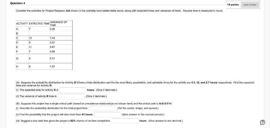 Question 4 14 points Save Answer Consider the