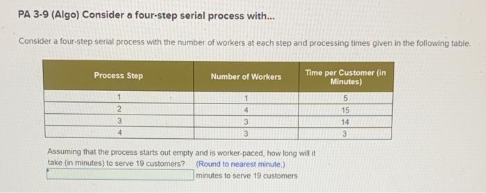 Answer 100% correct PA 3-9 (Algo) Consider a