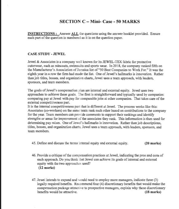 INSTRUCTIONS : Answer ALL the questions using the