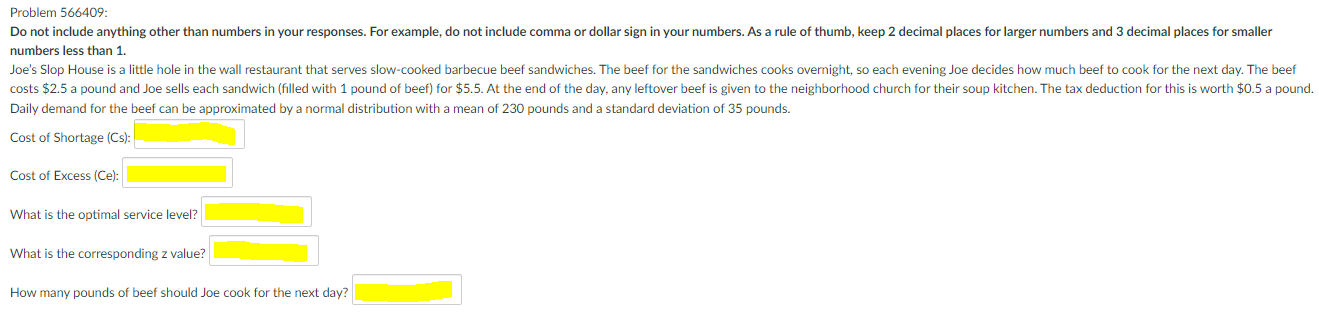 Problem 566409: numbers less than 1. Daily demand