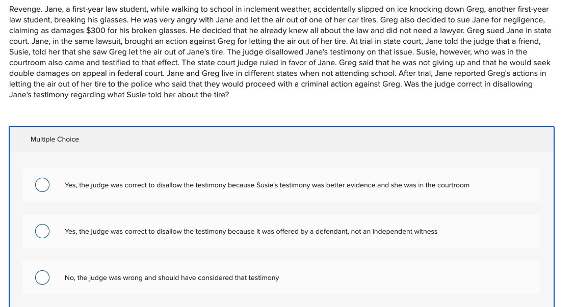 (two different Questions) Revenge. Jane, a