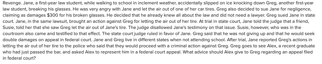 (two different Questions) Revenge. Jane, a