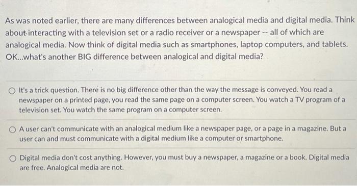 As was noted earlier, there are many differences