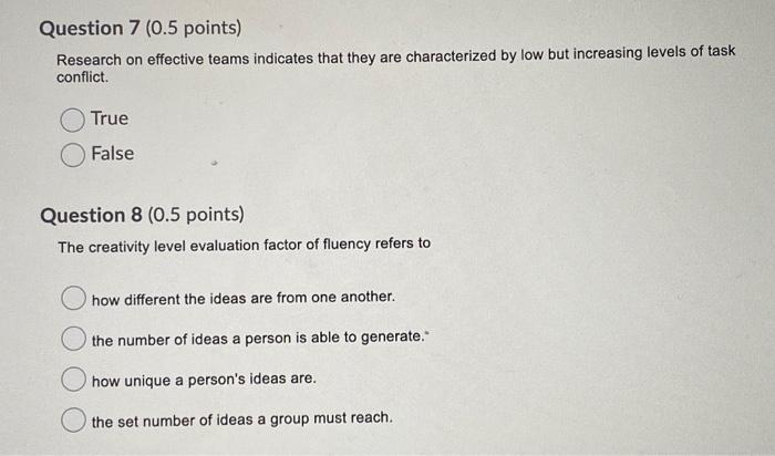 Question 1 (0.5 points) Task independence is a